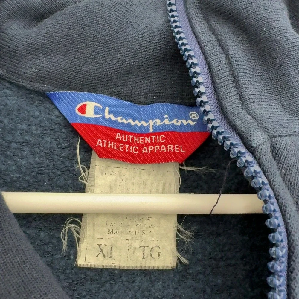 Vintage Champion Quarter Zip Sweatshirt Men XL Navy Blue Cotton Quarter Zip Work
